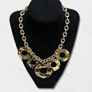 COPY - Chucky Chain Dangling Necklace Textured Eternity Circle Pendant Gold Wom…